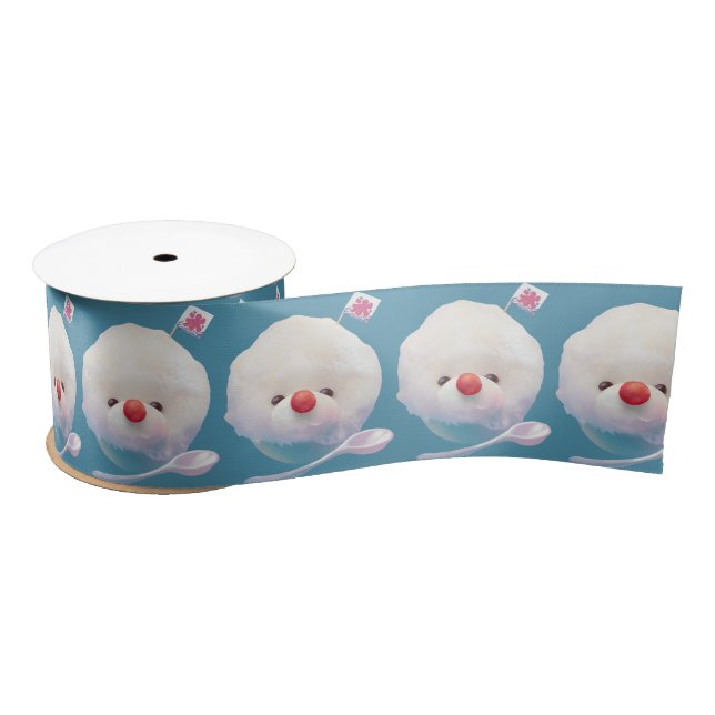 Cute Shaved Ice Dog Pattern Satin Ribbon (Spool)