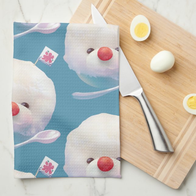 Cute Shaved Ice Dog Pattern Tea Towel (Quarter Fold)