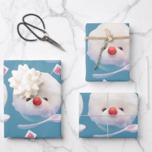 Cute Shaved Ice Dog Pattern Wrapping Paper Sheet