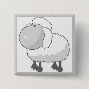 Cute Sheep 15 Cm Square Badge