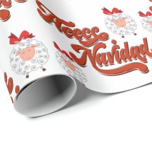 Cute Sheep and Fleece Navidad Wrapping Paper