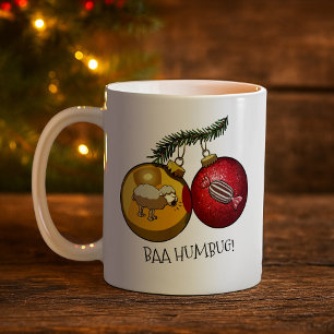 Cute Sheep Baa Humbug! Christmas Scrooge Cartoon Coffee Mug