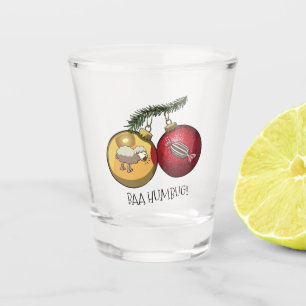 Cute Sheep Baa Humbug! Christmas Scrooge Cartoon Shot Glass