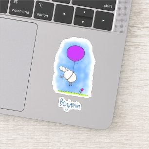 Cute sheep balloon cartoon humour illustration