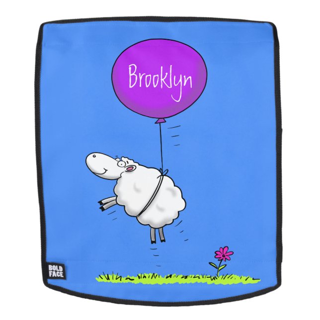 Cute sheep balloon cartoon humour illustration backpack (Removable Face)