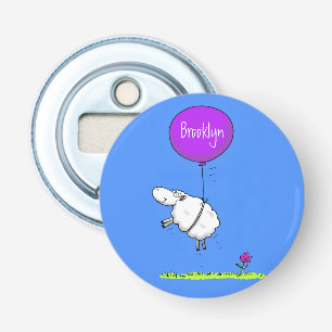 Cute sheep balloon cartoon humour illustration bottle opener