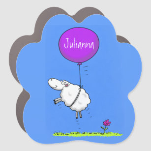 Cute sheep balloon cartoon humour illustration car magnet