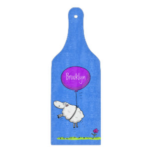 Cute sheep balloon cartoon humour illustration cutting board