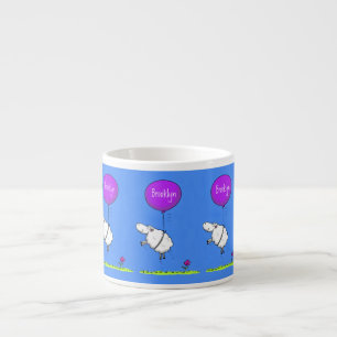 Cute sheep balloon cartoon humour illustration espresso cup