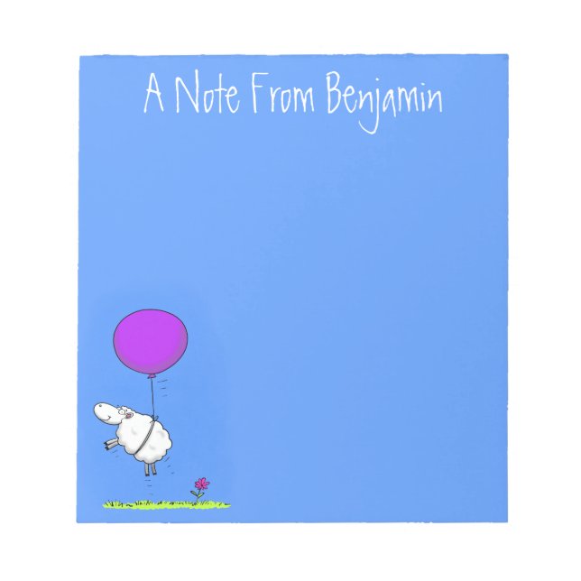 Cute sheep balloon cartoon humour illustration notepad (Front)