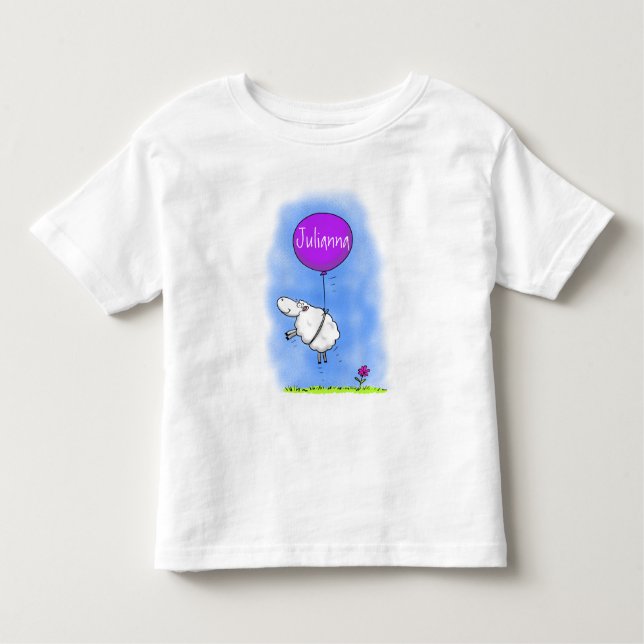 Cute sheep balloon cartoon humour illustration toddler T-Shirt (Front)