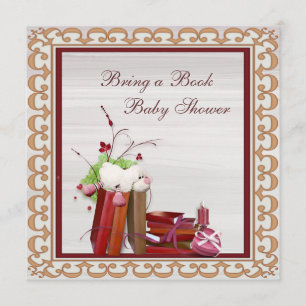 Cute Sheep Bring a Book Baby Shower Invitation