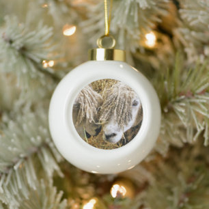 CUTE SHEEP CERAMIC BALL CHRISTMAS ORNAMENT