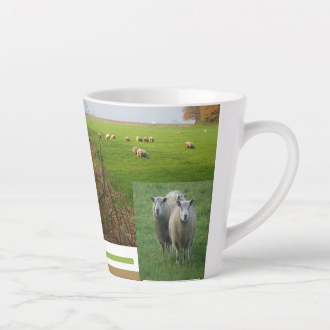 Cute Sheep Collage Latte Mug (Right)