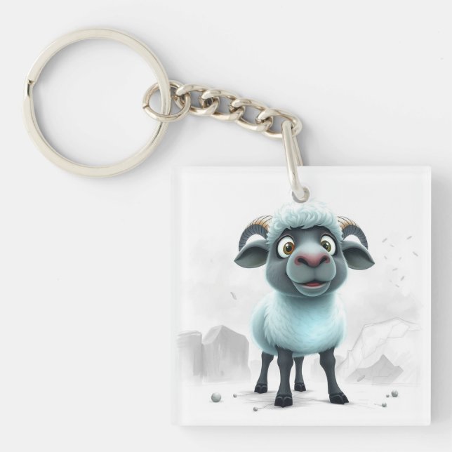 Cute Sheep Cosy Design Key Ring (Front)