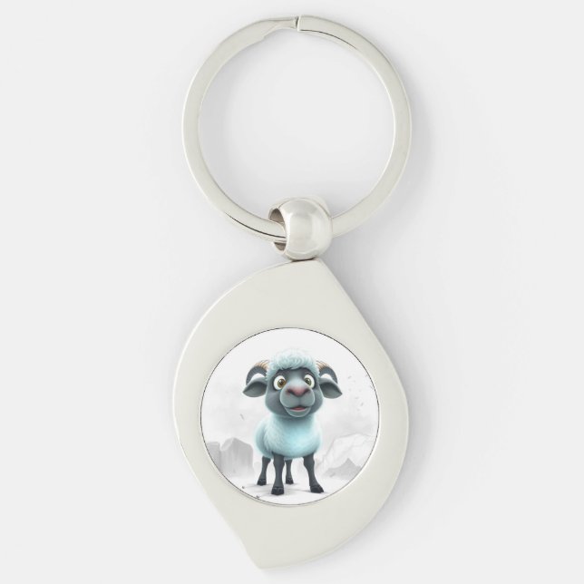 Cute Sheep Cosy Design Key Ring (Front)