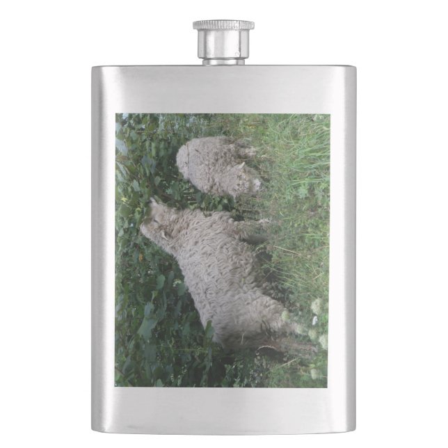 Cute Sheep Eating Leaves Flask (Front)