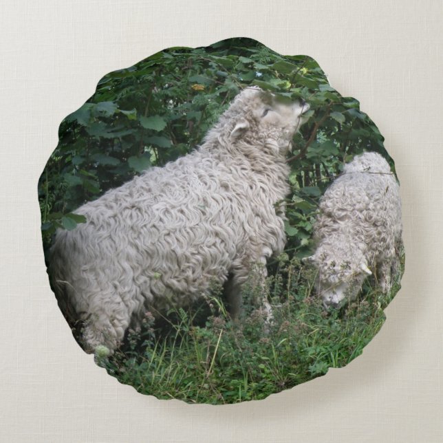 Cute Sheep Eating Leaves Pillow (Back)