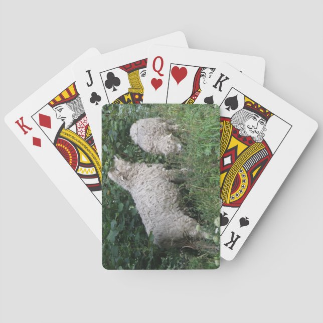 Cute Sheep Eating Leaves Playing cards (Back)