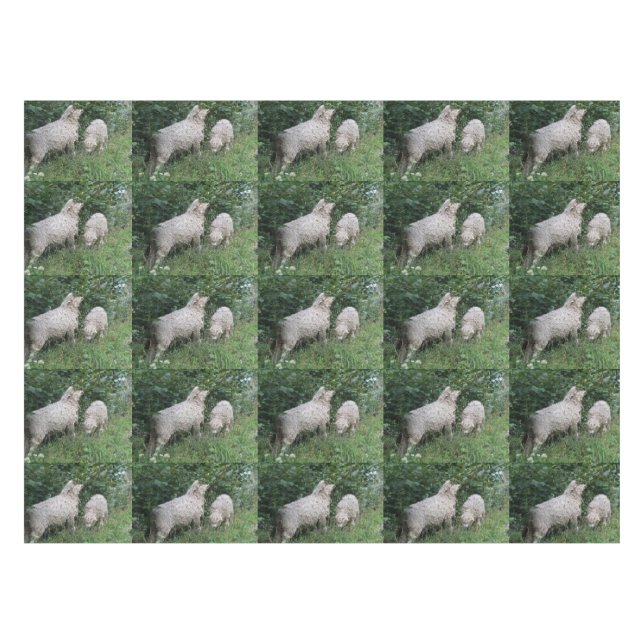 Cute Sheep Eating Leaves Tablecloth (Front (Horizontal))