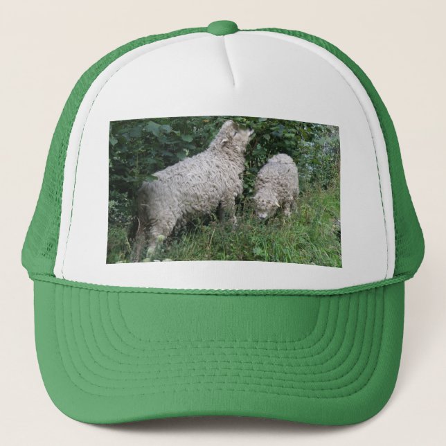 Cute Sheep Eating Leaves Trucker Hat (Front)