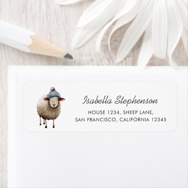 Cute Sheep Farm Animal Return Address Return Address Label (Insitu)