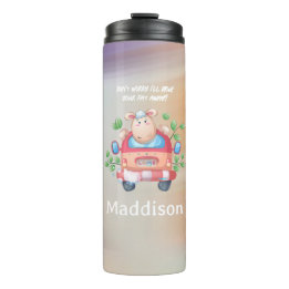 Cute Sheep Fitness Quote with Name Marble Thermal Tumbler