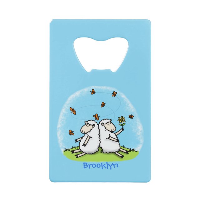 Cute sheep friends and butterflies cartoon (Front)