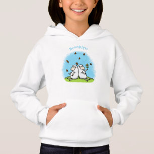 Cute sheep friends and butterflies cartoon
