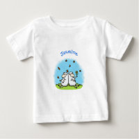 Cute sheep friends and butterflies cartoon