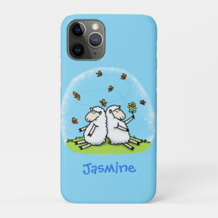 Cute sheep friends and butterflies cartoon iPhone 11 pro case