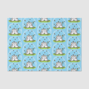 Cute sheep friends and butterflies cartoon tissue paper