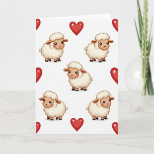 Cute Sheep Hearts Love Card
