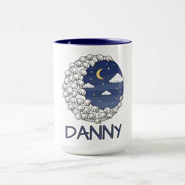 Cute Sheep in Moon and Clouds Mug (Center)