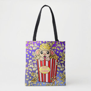 Cute Sheep in Popcorn for Movie Lovers Tote Bag