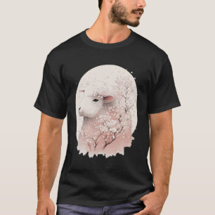 Cute Sheep Japanese Cherry Blossom Sakura Farm Ani T-Shirt