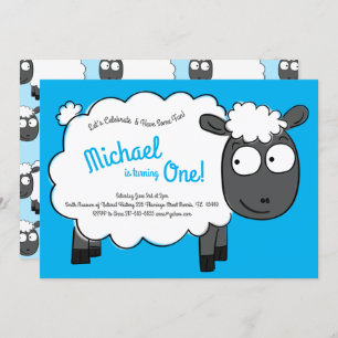 Cute Sheep Kids 1st Birthday Farm Party Invitation