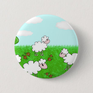 Cute Sheep Kids Illustration 6 Cm Round Badge