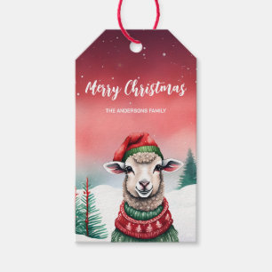  Cute Sheep Lama Santa Christmas party holiday kid Gift Tags