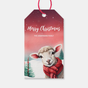  Cute Sheep Lama Santa Christmas party holiday kid Gift Tags