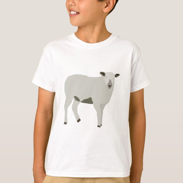 Cute Sheep & Lamb Farm Animal Illustration T-Shirt (Front)