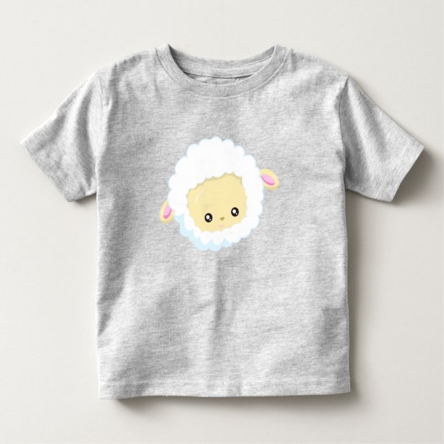 Cute Sheep, Little Sheep, Baby Sheep, White Sheep Toddler T-Shirt (Front)
