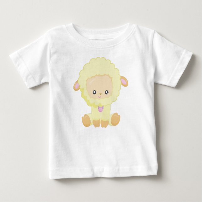 Cute Sheep, Little Sheep, Baby Sheep, Yellow Sheep T-Shirt (Front)