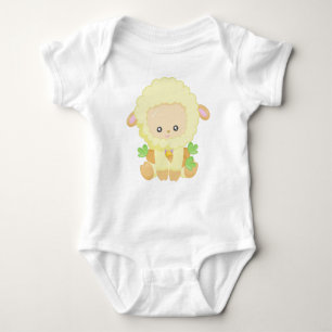 Cute Sheep, Little Sheep, Yellow Sheep, Carrots Baby Bodysuit