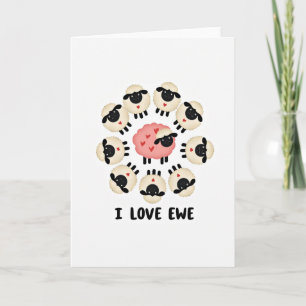 Cute Sheep Love Ewe Pun Card