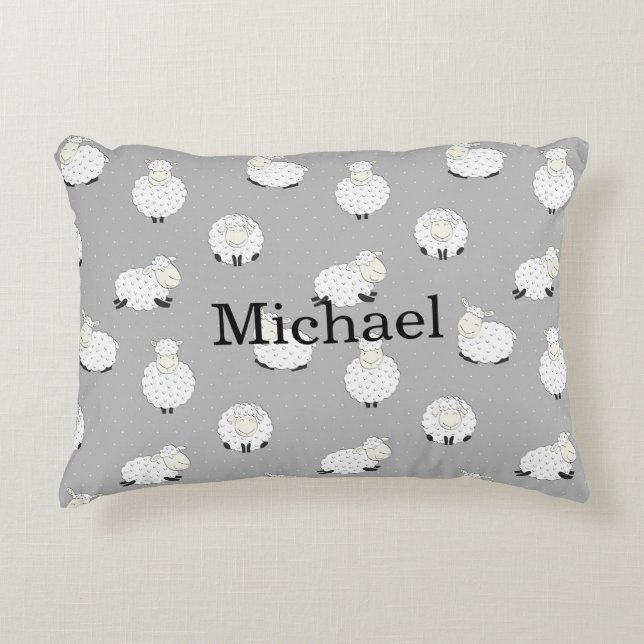 Cute Sheep Name Boy Decorative Cushion (Front)