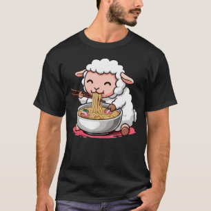 Cute Sheep Noodle Anime Kawaii Baby Sheep Eating T-Shirt