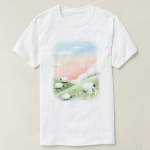 Cute Sheep on Rolling Green Hills T-Shirt