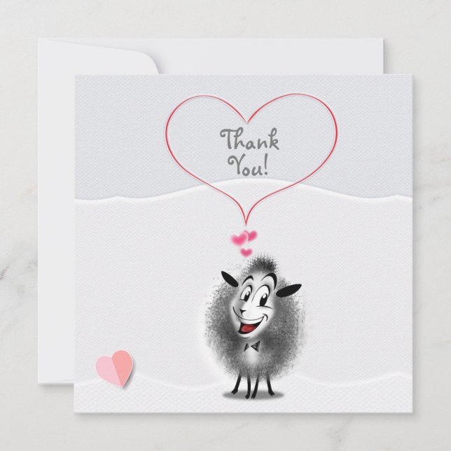 Cute Sheep Paper Art Lovely Thank You Card (Front)