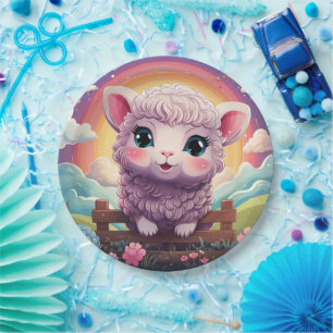 Cute sheep paper plate